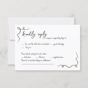 Whimsical hand plockade Bröllop OSA Card Inbjudningar