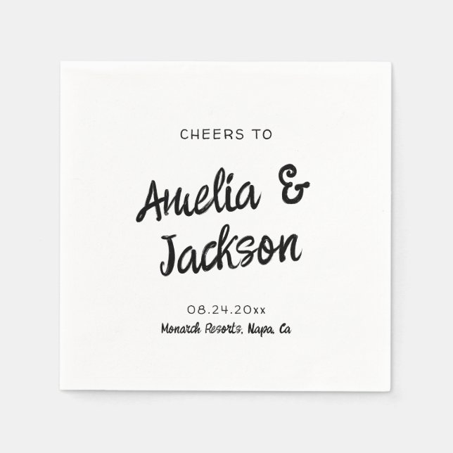 Whimsical Hand plockade bröllopsinbjudan Pappersservett (Framsidan)