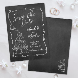 Whimsical Hand plockade Chalkboard Bröllop Spara Datumet