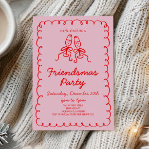 Whimsical Hand plockade Champagne Friendsmas Party Inbjudningar