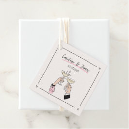 Whimsical Hand plockade Champagne Toast Bröllop Gåvor Etiketter