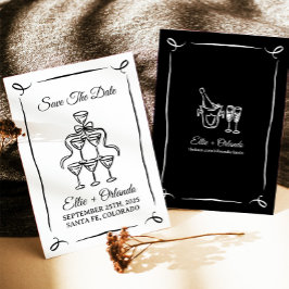 Whimsical Hand plockade Champagne Torn sparar datu Inbjudningar