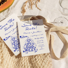 Whimsical Hand plockade Champagne Torn sparar datu Inbjudningar