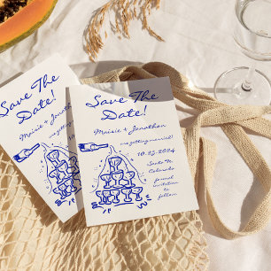 Whimsical Hand plockade Champagne Torn sparar datu Inbjudningar