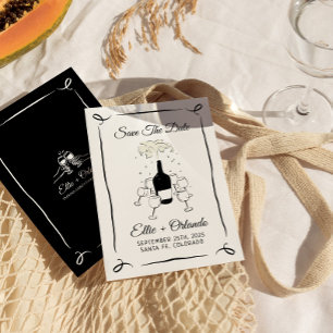 Whimsical Hand plockade Champagne Torn sparar datu Inbjudningar