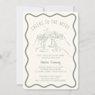 Whimsical Hand plockade Cheers to Bride Inbjudningar