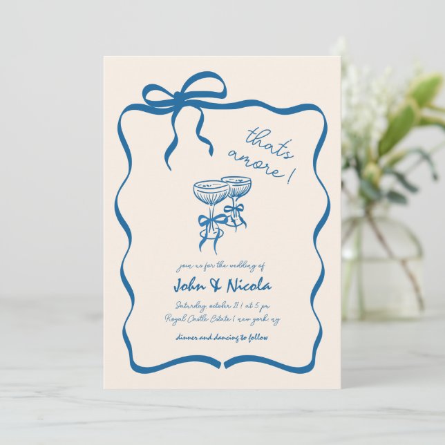 Whimsical Hand plockade Cocktails Thats Amore Bröl Inbjudningar (Stående Fram)