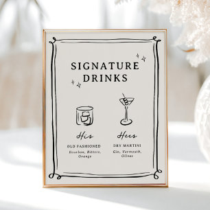 Whimsical Hand plockade Doodles Namnteckning drick Poster
