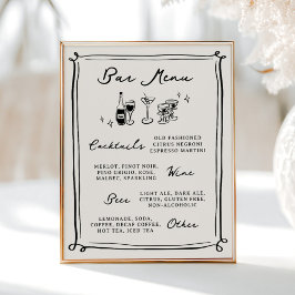 Whimsical Hand plockade Doodles Pub Menu Poster