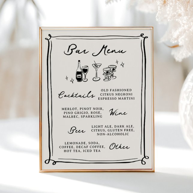 Whimsical Hand plockade Doodles Pub Menu Poster (Skapare uppladdad)