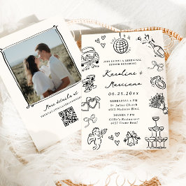 Whimsical Hand plockade Doodles Rehearsal Dinner Inbjudningar