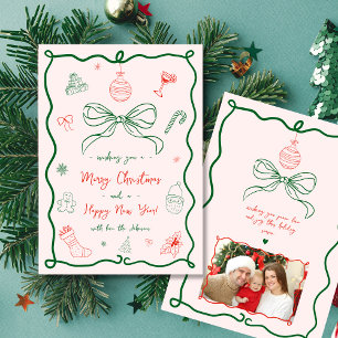 Whimsical Hand plockade Fransk God jul Photo Inbjudningar