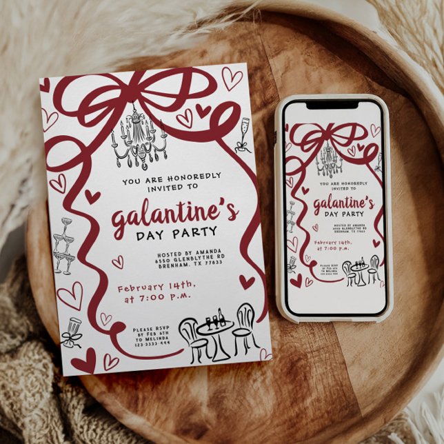 Whimsical Hand plockade Galentines Party-inbjudan Inbjudningar (Skapare uppladdad)