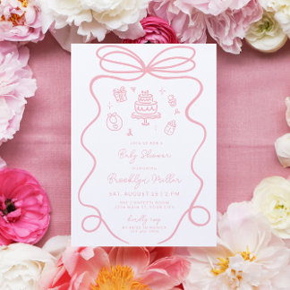 Whimsical Hand plockade Girl Baby Shower Inbjudningar