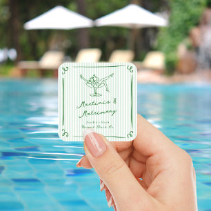 Whimsical Hand plockade Grönt Martinis & Matrimony Fyrkantigt Klistermärke