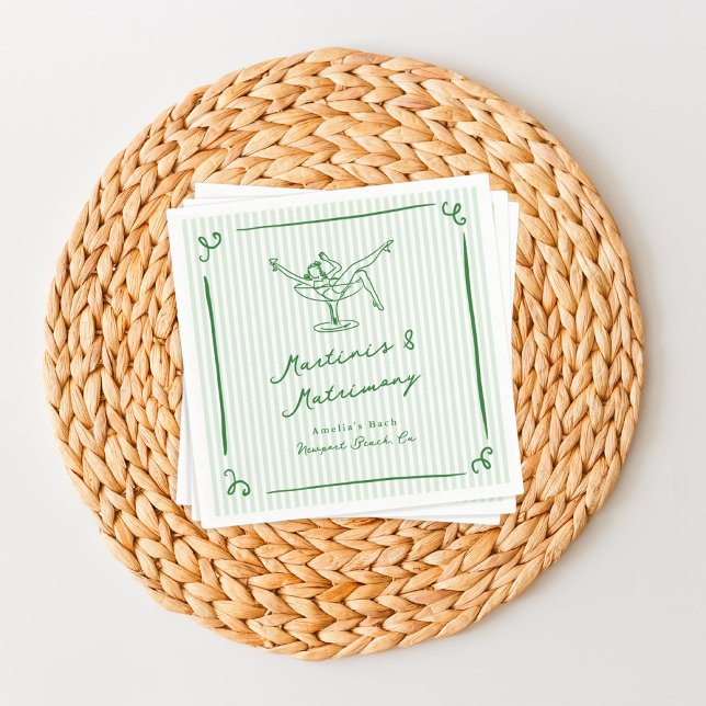 Whimsical Hand plockade Grönt Martinis & Matrimony Pappersservett (Skapare uppladdad)