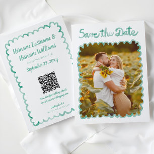 Whimsical Hand plockade Grönt Photo QR-webbplats Spara Datumet