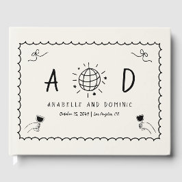 Whimsical Hand plockade Handskriftlig Fransk Bröll Gästböcker