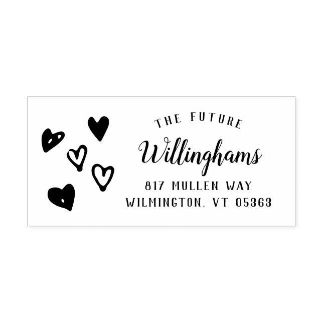 Whimsical Hand plockade Hearts | BRÖLLOP Självfärgande Stämpel (Design)