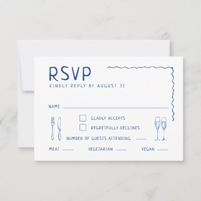 Whimsical Hand plockade Illustrated Bröllop OSA Kort (Framsida)