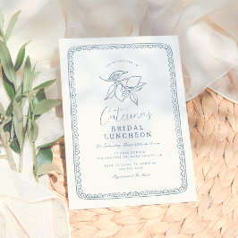 Whimsical Hand plockade Lemon | Blå Möhippa Inbjudningar