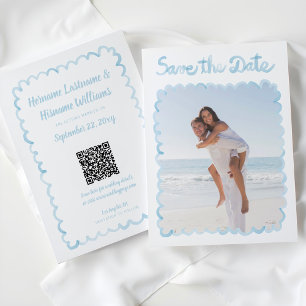 Whimsical Hand plockade Light Blue Photo QR-webbpl Spara Datumet