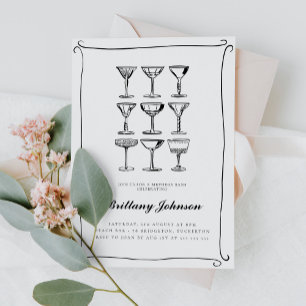 Whimsical Hand plockade Martini Birthday Inbjudningar