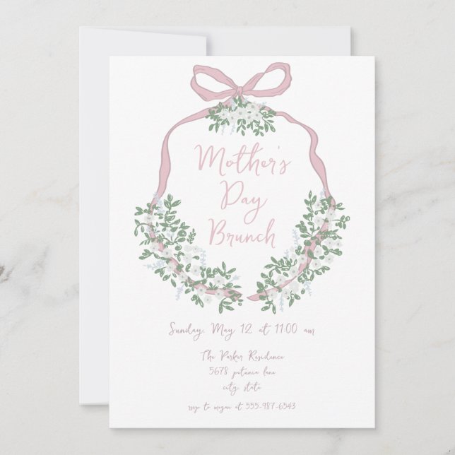 Whimsical Hand plockade Mors dag Brunch bjudande i Inbjudningar (Framsida)