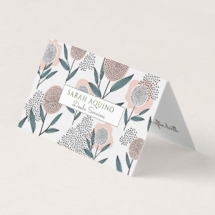 Whimsical Hand plockade Muted Flowers Doula Midfru Visitkort