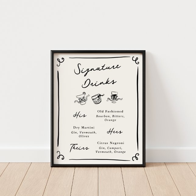 Whimsical Hand plockade Namnteckning drycker Poster (Skapare uppladdad)