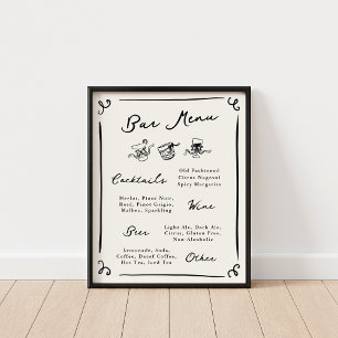 Whimsical Hand plockade Pub Menu Poster