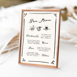 Whimsical Hand plockade Pub Menu Poster