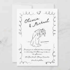 Whimsical Hand plockade Quirky Wedding bjudande Inbjudningar