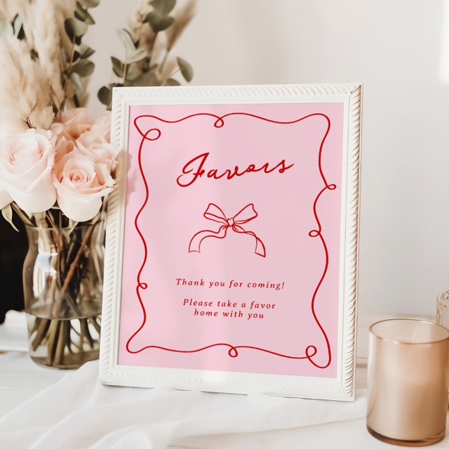 Whimsical Hand plockade Rosa & Red Favors Poster (Skapare uppladdad)
