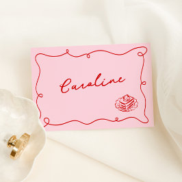 Whimsical Hand plockade Rosa & Red Place Bordsnummer