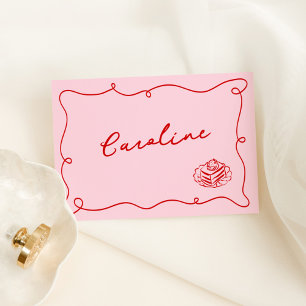Whimsical Hand plockade Rosa & Red Place Bordsnummer