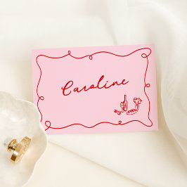 Whimsical Hand plockade Rosa & Red Place Bordsnummer