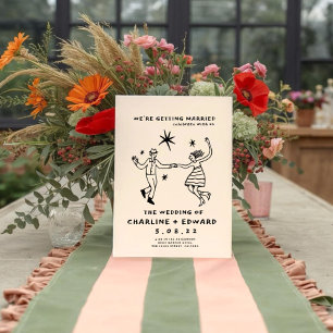 Whimsical Hand plockade Scribble Wedding bjudande Inbjudningar
