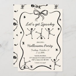 Whimsical Hand plockade Skeleton Bow Ram Halloween Inbjudningar