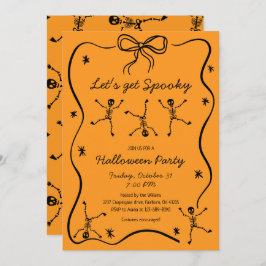 Whimsical Hand plockade Skeleton Bow Ram Halloween Inbjudningar