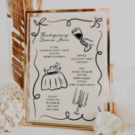 Whimsical Hand plockade Thanksgiving Menu Julkort