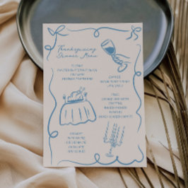 Whimsical Hand plockade Thanksgiving Menu Julkort
