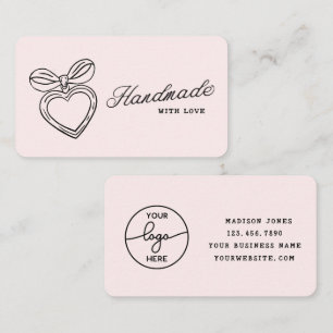 Whimsical Handgjord med Kärlek Script Hjärtbåge Lo Visitkort