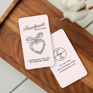 Whimsical Handgjord med Kärlek Script Hjärtbåge Visitkort