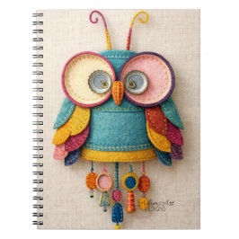 Whimsical Handmade Felt Owl Art Anteckningsbok