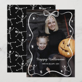 Whimsical Handritad Båge Ram Halloween Foto Julkort