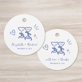 Whimsical Handritad Blå Bröllop Tack Gåvor Etiketter