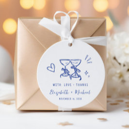 Whimsical Handritad Blå Bröllop Tack Gåvor Etiketter