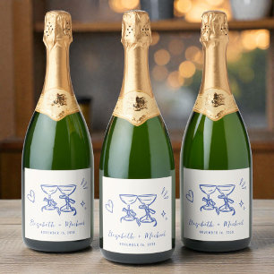 Whimsical Handritad Blå Kräm Bröllop