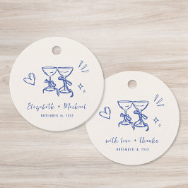 Whimsical Handritad Blå Kräm Bröllop Tack Gåvor Etiketter
